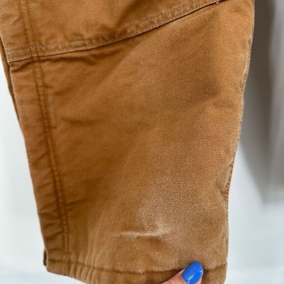 VTG Carhartt R01 BRN Mens 44x28 HEAVY DUTY Distressed Overall Bibs Double Knee - Picture 4 of 12